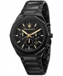 Maserati Stile Chronograph Nerūdijančio plieno juodas ciferblatas Kvarcinis R8873642005 100M Vyri&scaron;kas laikrodis juoda