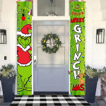 1 rinkinys Grinčo Kalėdų dekoracijų Grinčo verandos ženklas Durų reklaminis skydas Linksmos Grinčmas