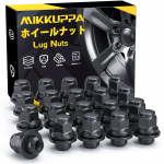 MIKKUPPA Originalios Toyota ratų veržlės M12 x P1.5 Plok&scaron;čio pagrindo veržlės 21 HEX Ilgis 20 pieces juoda
