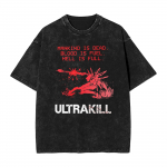 Nuostabūs Ultrakill &scaron;audymo žaidimo mar&scaron;kinėliai vyrams, apvalia i&scaron;kirpte, i&scaron; grynos medvilnės, skalbti mar&scaron;kinėliai, trumpomis rankovėmis, vasariniai vir&scaron;ūnės S black