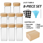 8/12 vnt. Stiklinių prieskonių indelių su etiketėmis Buteliukai Bambukiniai prieskonių indai su barstomaisiais dangteliais su tu&scaron;čių prieskonių indelių laikymo indų rinkiniu