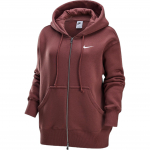 Nike Sportswear Phoenix Fleece Swoosh su gobtuvu ir užtrauktuku Patogus ilgomis rankovėmis megztinis moterims megztinis Raudonai rudas Sail DQ5759-218 M