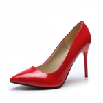 Mada Dideli Dydžiai 34-44 Ofisas 10.5cm Plonas Kulnas Auk&scaron;takulniai Moteri&scaron;ki Batai Smailianosės Lakinės Odos Vestuviniai Batai Moterims Chaussures Femme 39 raudona