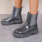 Dizaineriniai batai moterims Nauji auk&scaron;tos kokybės sidabriniai moteri&scaron;ki batai, atsparūs vandeniui, neslystantys storu padu Chelsea batai Botas De Mujer 41 sidabras
