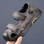 Madingi neslystantys žygio, kvėpuojantys paplūdimio batai vyrams, lauko brovimosi sportui ir kasdieniai odiniai sandalai, vyri&scaron;ki madingi vasaros nauji sandalai 38