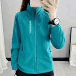 Pavasario ir rudens &bdquo;Polar Fleece&ldquo; striukė, moteri&scaron;ka &bdquo;Fleece&ldquo; plius aksomu pastorinta stovinčia apykakle &bdquo;Cardigan&ldquo; lauko sportui, &scaron;iltas megztinis XXXXXL malachito žalia