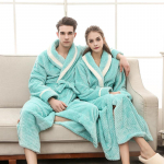 Unisex žiemos pailgintas Coralline pliu&scaron;inis skara chalatas ilgomis rankovėmis chalatas XXXL ežero mėlyna spalva