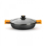 Po&ecirc;le &agrave; frire - PINTI - CM28 - 2 poign&eacute;es - Couvercle efficace - Compatible induction oranžinė
