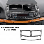 Anglies pluo&scaron;to automobilio centrinės konsolės oro kondicionavimo angos panelio rėmo dekoravimo lipdukas Mercedes Benz E klasės W211 2003-2009 juoda