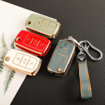 TPU automobilio atverčiamas raktų dėklas, skirtas Volkswagen VW Polo Golf Passat Tiguan Beetle Caddy T5 Up Eos Skoda Octavia Seat Leon Keychain