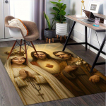 1 vnt. Mergelės Marijos, Jėzaus Kristaus, &Scaron;v. Juozapo Biuro Kilimas Mink&scaron;tas Poliesterio Įėjimo Kilimas Plaunamas Ne 80cm by 120cm