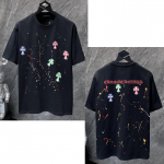 8965 CHROME HEARTS 2026 Vasara Naujas Auk&scaron;tos Kokybės Medvilninis Apvalia Kaklo Laisvas Didelio Dydžio Vyri&scaron;kas ir Moteri&scaron;kas Mar&scaron;kinėliai Poros Mar&scaron;kinėliai S juoda