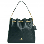 Coach Evelyn 36 Odinė peties rankinė su dygsniuota detale Didelė moteri&scaron;ka peties rankinė Tamsiai žalia CCZ81-IMCEH Basic Set (Bag+Dust Bag)