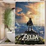 Legendinis vaizdo žaidimas Zeldas Link Vonios užuolaida Klasikinis anime audinys Du&scaron;o užuolaida su 12 kabliukų Vandeniui atspari vonios dekoracija 150x180 cm gray