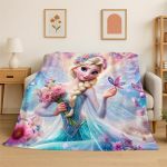 Animacinis filmukas Ledinė Elsa Anna Princesė Mergaitė Flanelinis pledas Mink&scaron;tas &Scaron;iltas metamas pledas Miegamajam Svetainei Lovai Kelionei I&scaron;kylai Vaikui 75x100cm gray