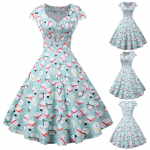 Moteri&scaron;ka vintažinė kalėdinė XX a. &scaron;e&scaron;tojo de&scaron;imtmečio namų &scaron;eimininkės i&scaron;leistuvių suknelė trumpomis rankovėmis L mėlyna