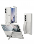 Originalus apsauginis nuo įbrėžimų dėklas telefonui Samsung Galaxy Z Fold 7 6 5 4 3 5G, su stoveliu, grūdinto stiklo plėvele, silikonine rankena, apsauginis dangtelis Galaxy Z Fold4 balta