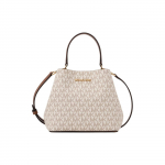 Michael Kors MK Pratt Logotipo Spaudos Reguliuojamas Nuimamas Peties Dirželis Magnetinis Užsegimas Dengto Drobės Kibiro Formos Rankinė Moteri&scaron;kos Rankinės Vanilla 35S4G3FM5B-VANILLA Basic Set (Bag+Dust Bag)