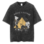 Vintažiniai skalbti Angine De Poitrine Roko Grupės Prekės T-shirt Unisex Hip Hop Laisvas Punk Gotikinis Trumpomis Rankovėmis T-shirt Vyri&scaron;ki Streetwear XL black