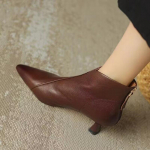 Madingi moteri&scaron;ki ankle boots, vintage moteri&scaron;ki auk&scaron;takulniai, auk&scaron;tos kokybės smailianosiai Chelsea batai, mink&scaron;tos odos moteri&scaron;ki batai Zlp Botas Para Mujer 35 ruda