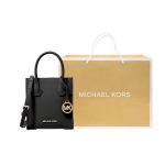 Michael Kors Mercer Classic Prancūzi&scaron;kas Komuterio Raidžių Akordeono Krep&scaron;ys Per Petį Odinis Tote Mini Moteri&scaron;ki krep&scaron;iai Juodas 35S1GM9T0L-001 Shopping Bag Set(Basic Set+Shopping Bag) black