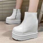 Auk&scaron;takulniai Moteri&scaron;ki Platforminiai Ankle Boots Plei&scaron;tai Eleganti&scaron;ki Batai 2025 Žiemos Dizainerio Trumpi Batai Suknelės Siurbliai Zapatillas Mujer 34 balta