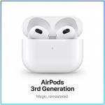 Apple AirPods 3 tikri belaidžiai ausinukai H1 lustas Automatinis susiejimas Jutiklinis valdymas Erdvinis garsas Belaidis laisvų rankų įrangos rinkinys skirtas iOS Android i&scaron;maniesiems telefonams balta