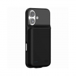 (Juoda) Suderinamas su iPhone 16 įkrovimo galiniu dėklu 7000mAh Power Bank telefono atsarginės baterijos pakuotė balta
