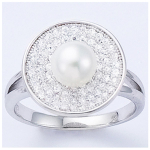 Bague argent 'Sissi' blanc argent&eacute; (rhodi&eacute;) - 15 mm