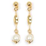 Les Tr&eacute;sors De Lily [L4281] - Boucles Plaqu&eacute; Or 'Perla' blanc dor&eacute; - 33x6 mm auksas