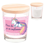 Les Tr&eacute;sors De Lily [A0702] - Bougie parfum&eacute;e 'Licorne My Unicorn' Pour toi je m'enflamme (fleur de coton) - 92x70 mm ry&scaron;kiai rožinė