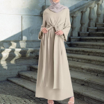 Moteri&scaron;ka suknelė turki&scaron;ko audinio islamo muslino kietas mink&scaron;tas laisvas chalatas Canonicals vientisa ilga suknelė ilgomis rankovėmis eleganti&scaron;kos suknelės, didelės S