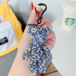 Mieli prabangūs kristalai, prabangūs niūrūs me&scaron;kiukai, raktų pakabukas automobiliui, raktų laikiklis, raktų pakabukas, raktų pakabukas, pakabukas, moteri&scaron;kas automobilio krep&scaron;ys, žavus pakabukas, dovanos 5.1cm*8.4cm mėlyna/balta