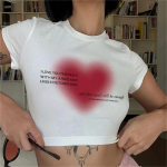 Gatvės apranga Harajuku Kalnų kri&scaron;tolas Y2K &scaron;irdelės Spausdinti Kūdikių mar&scaron;kinėliai Vasaros E-mergai Baltos Crop Tops Goth spalvos trumpomis rankovėmis mar&scaron;kinėliai Ploni Y2K S balta