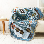 Dvipusė Bohemijos languota antklodė miegamajai sofai Dekoratyvinė antklodė Pikniko antklodė Boho Sofos užvalkalo antklodė su kutu 130x180cm