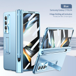 Magnetinis vyrių laikiklio dėklas, skirtas Samsung Galaxy Z Fold 5 4 3 5G dangtelis su S Pen Pilna apsauga su objektyvo plėvele, skirta Z Fold3 Fold4 smūgiams atsparus dangtelis For Galaxy Z Fold 3 mėlyna