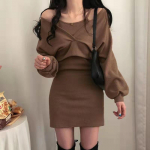 Eleganti&scaron;kas prancūzi&scaron;kas kostiumas, suknelė su pakabuku, ilgomis rankovėmis Vienspalvis vakarėlis Sexy Bodycon Moteri&scaron;ka suknelė Rudens Žiema Moteri&scaron;ka suknelė Y2K S juoda