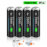 CITYORK 1,5 V USB ličio jonų AA+AAA įkraunamos baterijos AAA 1200mWh AA 3000mWh ličio 1,5v AA AAA baterija su USB kabeliu 4aa