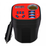 Automobilyje montuojamas inverterio keitiklis QC įkroviklis 200 W automobilio maitinimo keitiklis 5 viename 12v24v iki 220v juoda