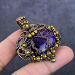 Natural Sage Amethyst Handmade Copper Wirewrap Tree Of Life Pendant 2.09 i1i55