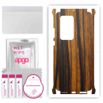 apgo Protective Skin Sticker for the back+sides compatible with Huawei P40 Pro Plus, Full Wrap Film, Foil, Vinyl - Pattern Tigerwood