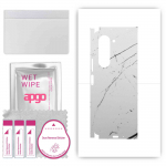 apgo Protective Skin Sticker for the back+sides compatible with Samsung Galaxy Z Fold 5, Full Wrap Film, Foil, Vinyl - Pattern White Marble