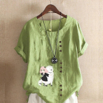 Moteri&scaron;ka mada, mar&scaron;kinėliai trumpomis rankovėmis su animacinių personažų spauda, laisvi medvilniniai mar&scaron;kiniai, kasdieni&scaron;ka laisva vasarinė palaidinė, vir&scaron;ūnės, dideli dydžiai S rožinė