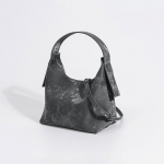 Stilinga satininė rankinė Moteri&scaron;ka odinė krep&scaron;io tipo rankinė Dažyta Halo Universalios peties rankinės moterims (20cm<Max Length<30cm) gray