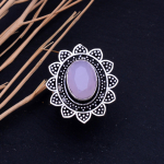 Natural Rose Quartz Gemstone Handmade 925 Sterling Silver Ring Size 8.75 q4t68