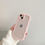 Madingas mielas skaidrus Curly Wave dėklas, skirtas iPhone 16 15 14 13 12 11 Pro Max X XR XS Hybrid smūgiams atsparus buferio dangtelis Capa Aesthetic iPhone 16 Plus rožinė