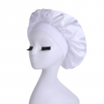 1 vnt. Didelis satino &bdquo;Bonnet Silk Bonnet&ldquo; plaukų įvyniojimas, skirtas miegoti miegui, su elastine mink&scaron;ta juostele dideliais moterų plaukų priežiūrai 1PCS balta