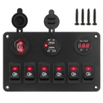 12V 6 mygtukų perjungimo skydelis USB įkrovikliai Automobilių &scaron;viesos perjungiklis 24V sunkvežimio maitinimo adapterio priedai, skirti jūrų valties priekabai RV priekabai