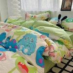 Saldainių namas mielos mergaitės &scaron;irdelė, i&scaron;plauta medvilnė keturių dalių bendrabučio vienvietis antklodės rinkinys Trijų dalių paklodžių rinkinys 1.2m bed