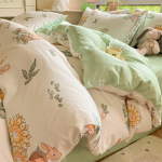 Keturių dalių grynos medvilnės mažų &scaron;viežių gėlių ra&scaron;to antklodės užvalkalo komplektas bendrabučio paklodei, trijų dalių patalynės komplektas 1.2m bed